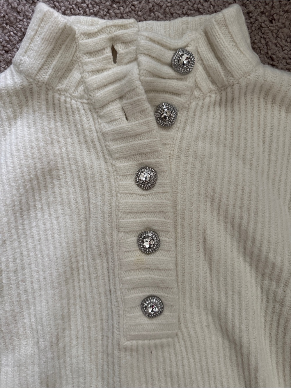 Talbots Cream Ribbed Petite Sweater - Picture 3 of 3